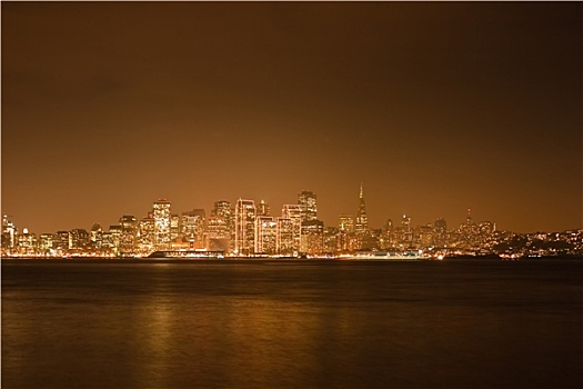 旧金山,天际线,夜晚