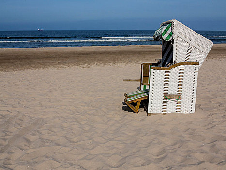 沙滩椅,海滩,阿尔贝克海滨,乌瑟多姆岛,岛屿,梅克伦堡前波莫瑞州,德国,欧洲