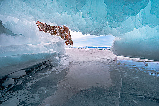 室内,冰,洞穴,贝加尔湖,伊尔库茨克,区域,西伯利亚,俄罗斯