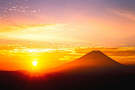 太阳,山,富士山