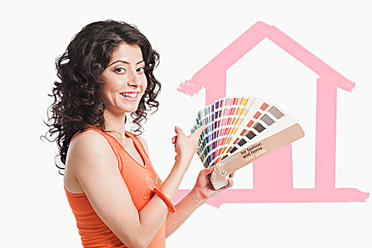 女人,选择,颜料,色板,家