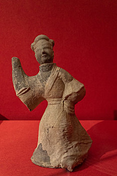 四川绵阳三台县博物馆藏文物汉代东汉灰陶女舞俑