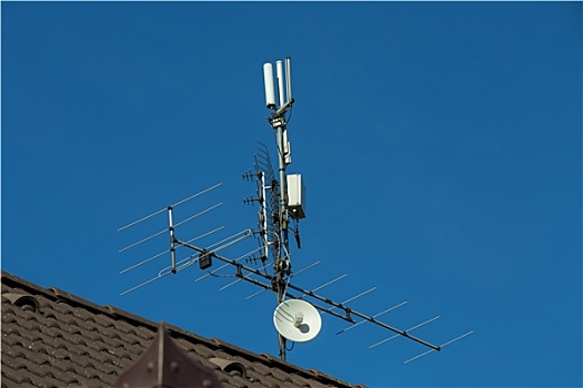 电视,天线,无线网络,发射器,屋顶