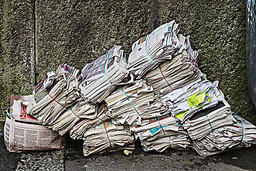 捆,老,报纸,墙壁