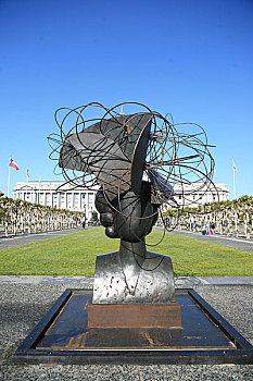 美国,加州,旧金山市政厅广场上的雕塑