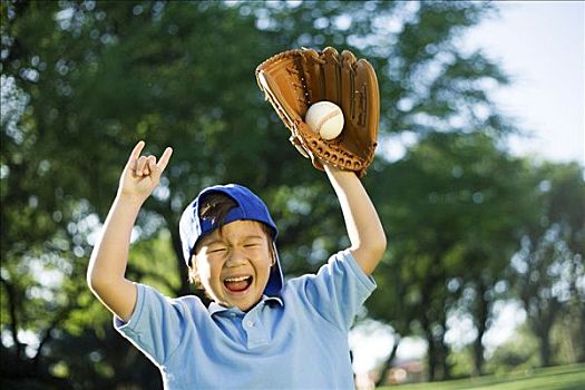 孩子,日本人,玩,棒球