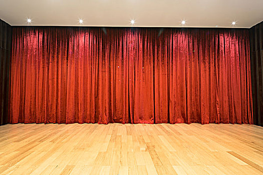 空,木头,舞台,红色,帘,背景