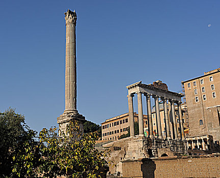 柱子,庙宇,罗马,古罗马广场,意大利,欧洲