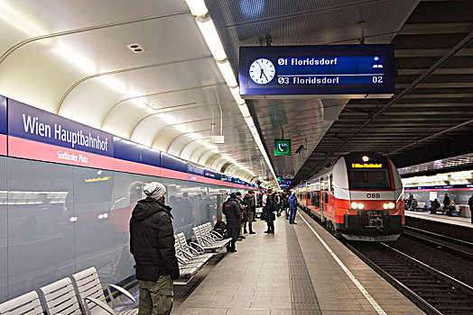 维也纳,枢纽站,法兰克福火车站,地铁站,列车,奥地利