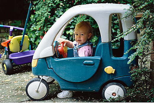 孩子,驾驶,玩具车