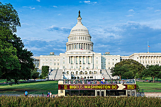 旅游巴士,旅行,过去,美国,国会大厦,华盛顿特区