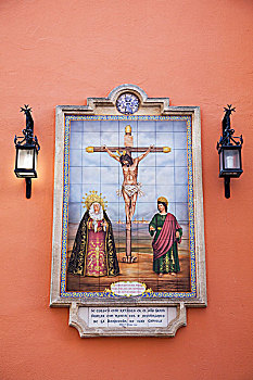绘画,宗教,场景,耶稣,十字架,安达卢西亚,西班牙