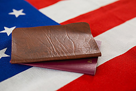 护照,签证,美国国旗,特写