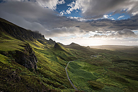 晨光,岩石,风景,斯凯岛,苏格兰,英国,欧洲
