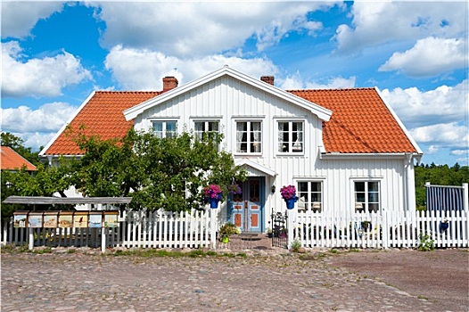 老,白色,木屋,瑞典