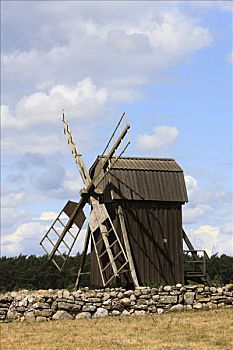 一个,剩余,风车,2000年,厄兰岛,瑞典,斯堪的纳维亚,欧洲