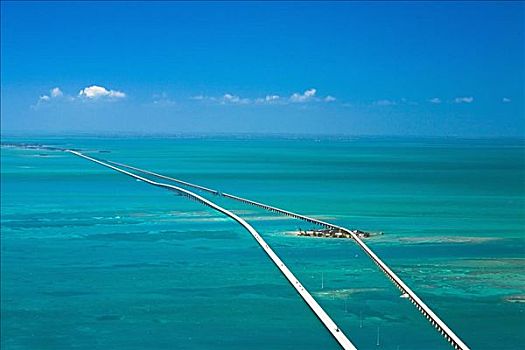 航拍,两个,桥,上方,海洋,佛罗里达礁岛群,佛罗里达,美国