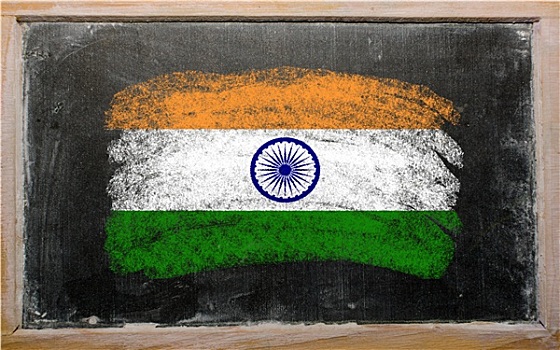 旗帜,印度,黑板,涂绘,粉笔