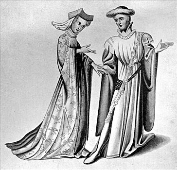 男性,女性,连衣裙,迟,15世纪,艺术家,未知