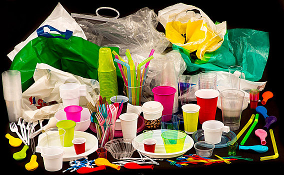 一次性用品,餐具,塑料制品,塑料餐具,塑料杯,塑料袋,垃圾,多样,彩色,尺寸