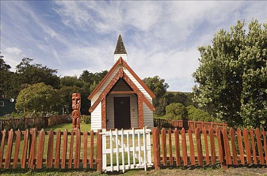 教堂,乡村,堤岸,半岛,新西兰