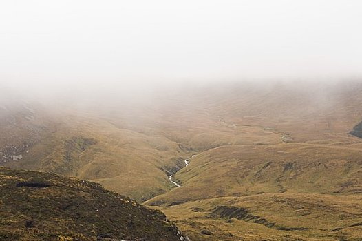 薄雾,上方,山,康纳玛拉,国家公园,戈尔韦郡,爱尔兰