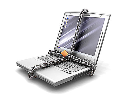 笔记本电脑,挂锁,链子,信息技术