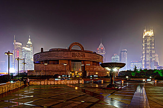 上海博物馆,夜晚,人民广场,上海,中国
