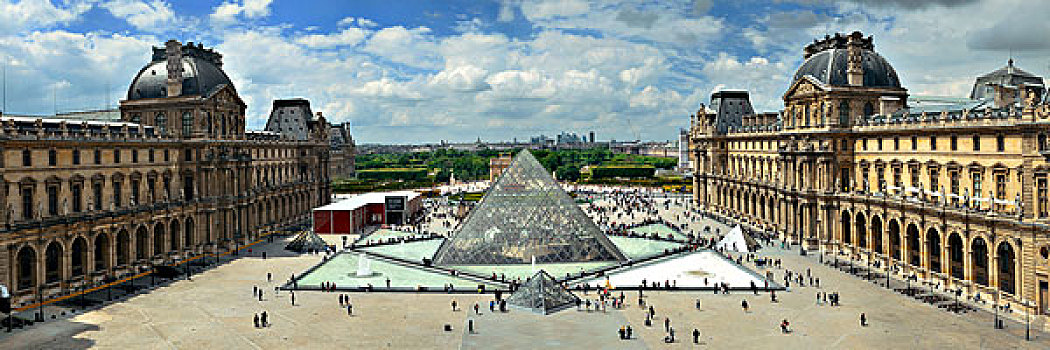 巴黎,法国,五月,卢浮宫,全景,外景,上方,展示,留白,最大,博物馆