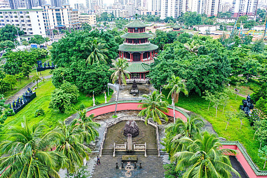 航拍海南海口海瑞墓园,海瑞纪念馆