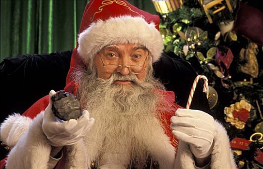 圣诞老人,拿着,块,煤,肖像,拐棍糖