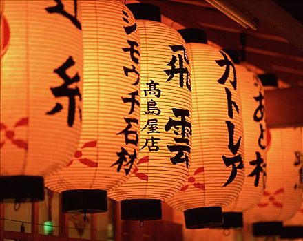 日本,光亮,庙宇,灯笼