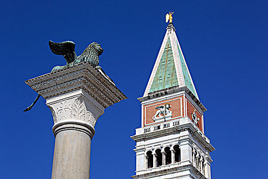 狮子,圣徒,钟楼,大教堂,广场,威尼斯,威尼托,意大利,欧洲