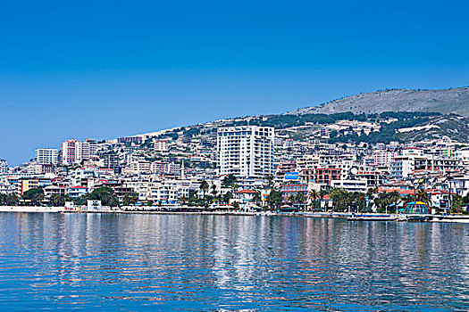 水岸,沿岸城镇,阿尔巴尼亚,欧洲