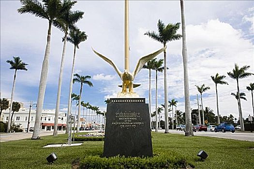 仰视,雕塑,鸟,棕榈海滩,佛罗里达,美国