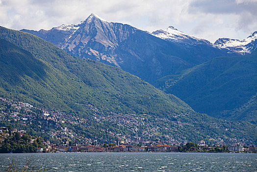 阿斯科纳,风景,岛屿,湖,马焦雷湖,提契诺河,瑞士,欧洲