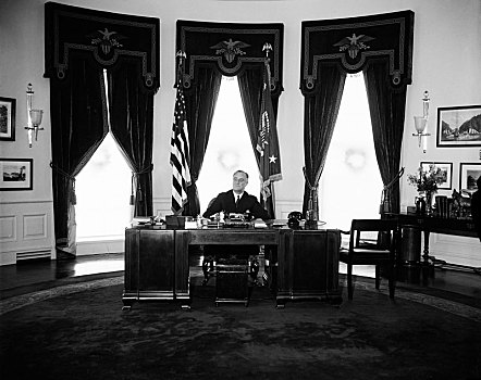 总统,富兰克林,罗斯福,书桌,椭圆,办公室,白宫,华盛顿特区,美国,十二月