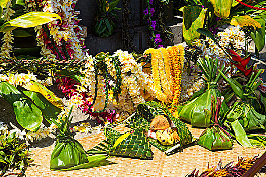花,花环,卡米哈米哈,白天,北柯哈拉,夏威夷大岛,夏威夷