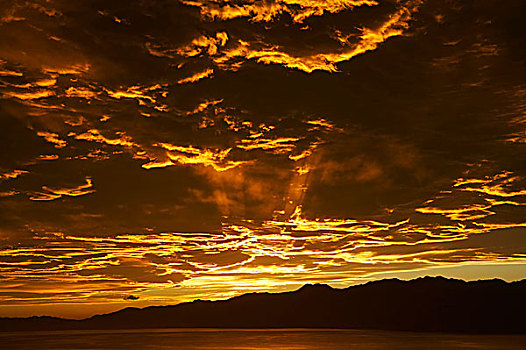 日落,上方,马尔伯勒,南岛,新西兰
