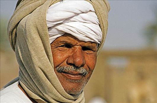 肖像,男人,缠头巾,埃及