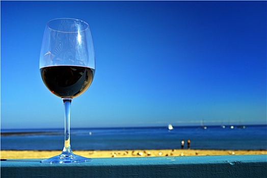 红酒,海滩