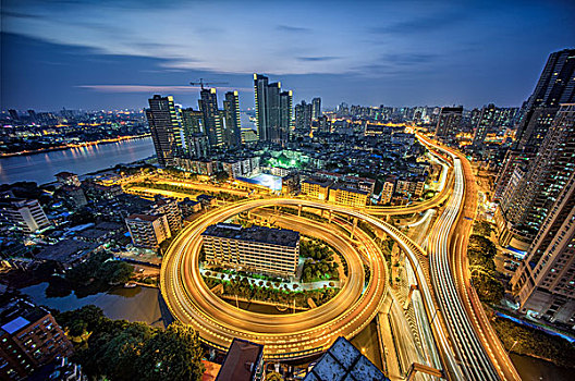城市高架橋立交橋夜景