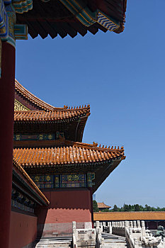 北京故宫红墙黄瓦大理石栏杆及宫殿一瞥