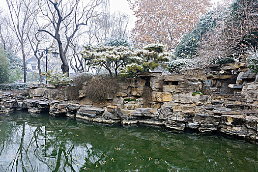 济南五龙潭雪景