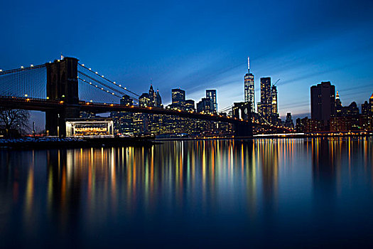 风景,布鲁克林大桥,公园,日落