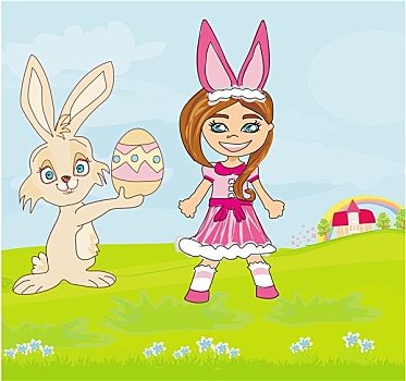 女孩,兔子,服饰,可爱,复活节兔子
