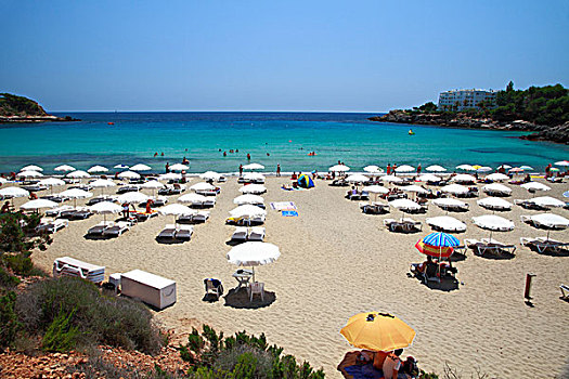 遮阳伞,海滩,伊比沙岛,西班牙,欧洲