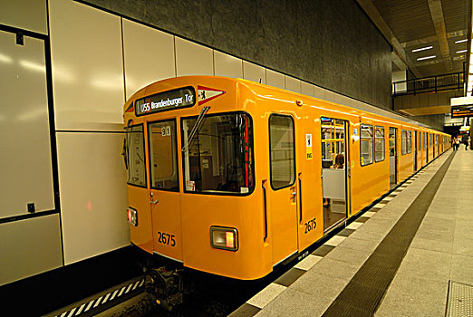 新,地铁,车站,线条,传统,黄色,勃兰登堡,大门,柏林,德国,欧洲