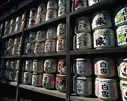 日本,庙宇,桶,日本米酒