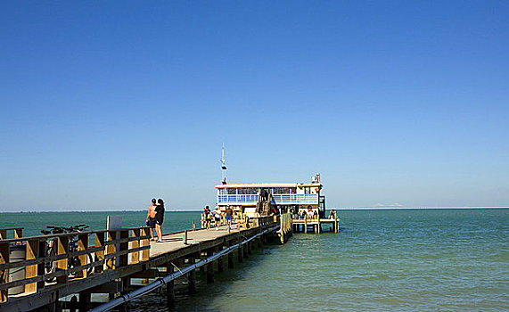 码头,餐馆,海边,杆,福尔摩斯,海滩,玛丽亚,岛屿,佛罗里达,美国